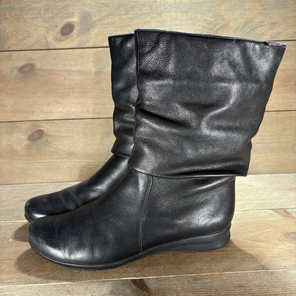 mephisto womens size 9 shoes black leather pull on casual work boots